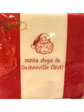 Load image into Gallery viewer, Santa Stops in Gainesville First - Custom Cocktail Beverage Napkin
