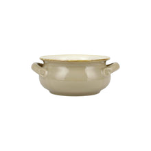 Load image into Gallery viewer, Shallow tan bowl with two small handles 
