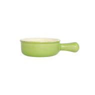 Round light green bowl with single handle