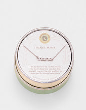 Load image into Gallery viewer, Necklace with Mama in Silver Script set Spartina 449 Sea La Vie packaging. Above necklace is text Thanks Mama
