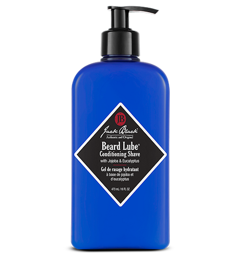 Black and blue bottle of Jack Black Beard Lube Conditioning Shave