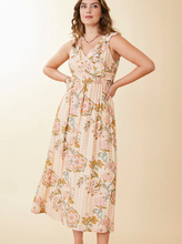 Load image into Gallery viewer, Jeanette Midi Dress Calm Waters Floral Cane Rose
