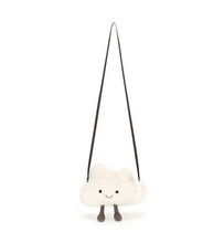 Load image into Gallery viewer, Plush cloud-shaped toy with a black strap on a white background

