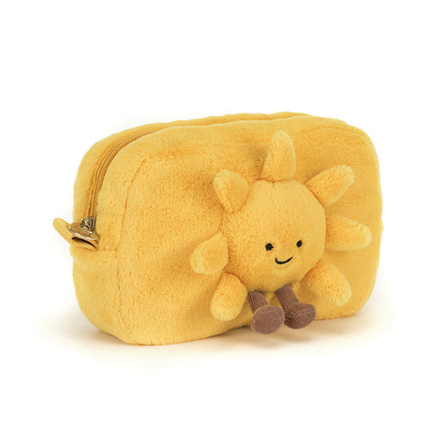 Jellycat Amuseables Sun Pouch yellow zipper closed pouch with a sun on the front
