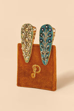 Load image into Gallery viewer, Jeweled Hair Clips (Set of 2) - Tile and Wheat, Sage &amp; Teal
