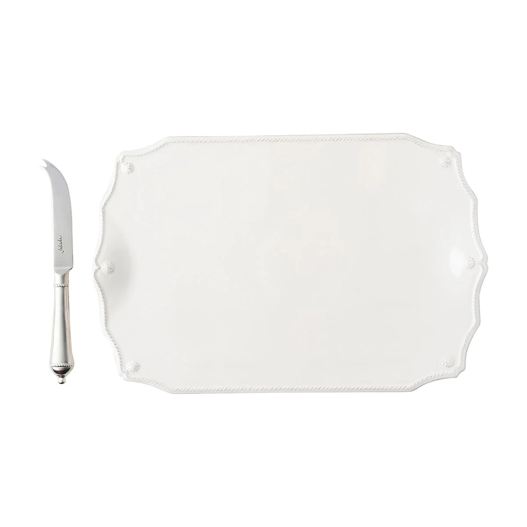 Juliska Berry and Thread 15” Serving Board with Knife - Whitewash