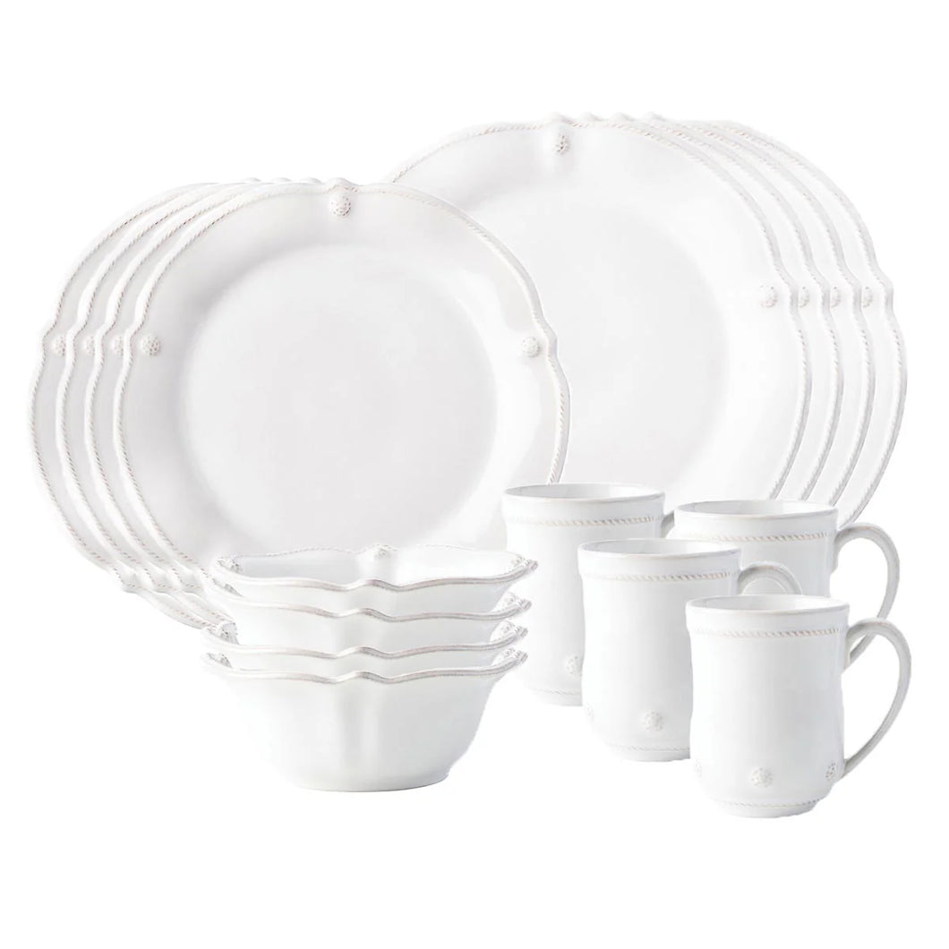 Juliska Berry and Thread Flared 16pc Place Setting - Whitewash