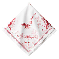 white napkin with Country Estate design with Santa in red