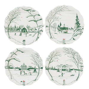 Juliska Country Estate Winter Frolic Party Plate Assorted Set/4 - Evergreen