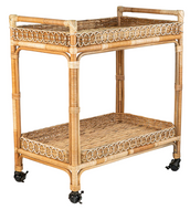 Juliska Provence Rattan Whitewash Bar Cart