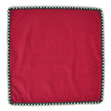 Load image into Gallery viewer, red napkin with green and white trim
