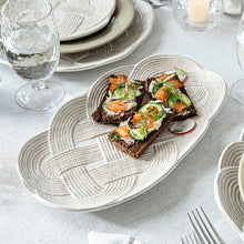 Load image into Gallery viewer, Juliska Le Panier Mystic Knot 15 Hostess Tray  Whitewash set with appetizers  
