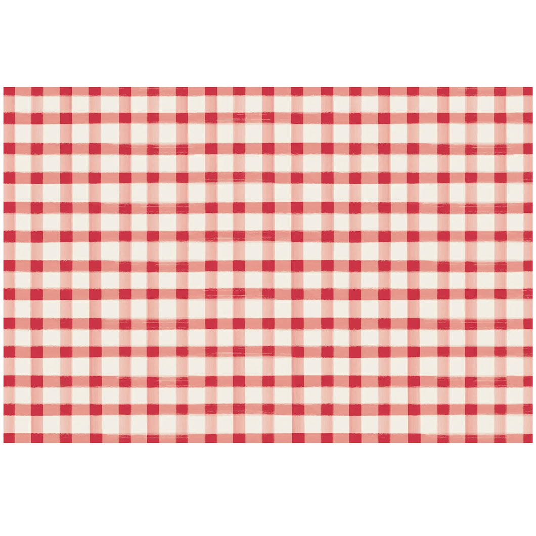 Red Painted Check Placemat - Pad of 18