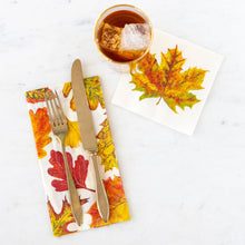 Load image into Gallery viewer, Hester &amp; Cook Fall Foliage Napkins with drink and flatware
