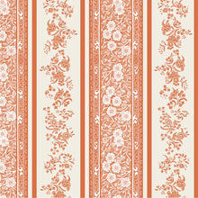 Load image into Gallery viewer, Hester &amp; Cook Pumpkin Burleigh Stripe Paper Napkins - cream and orange stripes each with contrasting floral designs

