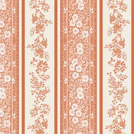 Hester & Cook Pumpkin Burleigh Stripe Paper Napkins - cream and orange stripes each with contrasting floral designs