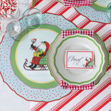 Load image into Gallery viewer, Old St Nick Santa paper table accents set on a green and red holiday table
