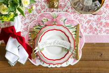 Load image into Gallery viewer, Hester &amp; Cook Die-cut Mistletoe Placemat used on a holiday table 
