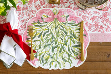 Load image into Gallery viewer, Hester &amp; Cook Die-cut Mistletoe Placemat with gold flatware
