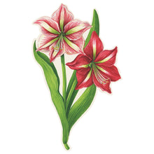 Load image into Gallery viewer, Table accent shaped and printed with red and pink Amaryllis flowers
