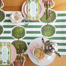 Load image into Gallery viewer, Hester &amp; Cook Pink &amp; Gold Awning Stripe Paper guest Napkins on a spring table
