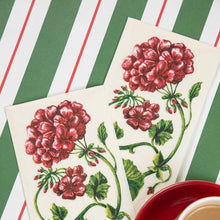 Load image into Gallery viewer, Hester &amp; Cook Green &amp; Red Awning Stripe Runner set on a Christmas table
