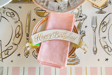 Load image into Gallery viewer, Hester &amp; Cook Happy Birthday Banner Table Accent  on gold and pink table setting
