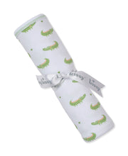 Load image into Gallery viewer, Kissy Kissy Crocodile Camp Burp Cloth close up of print
