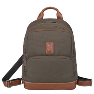 Longchamp Boxford Backpack in Brown-green Canvas with brown leather accents