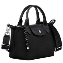 Load image into Gallery viewer, Longchamp Le Pliage Energy X-Small Top Handle Bag in black side view showing width
