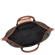 Load image into Gallery viewer, Longchamp Boxford Travel Bag Large in Brown showing black interior 
