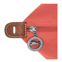 Load image into Gallery viewer, Longchamp Le Pliage Original Large Travel Tote Bag in strawberry close up of leather loop and zipper pull
