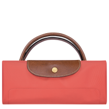 Load image into Gallery viewer, Longchamp Le Pliage Original Large Travel Tote Bag in strawberry close up of closure and handle 
