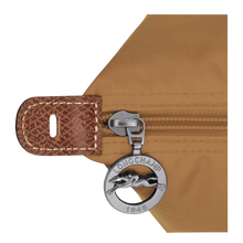 Load image into Gallery viewer, Longchamp Le Pliage Original X-Large Travel Bag in fawn close up of zipper pull with Longchamp logo
