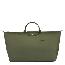Load image into Gallery viewer, Longchamp Le Pliage Green/Recycled X-Large Canvas Travel Bag in the color Forest with green leather
