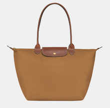 Load image into Gallery viewer, Longchamp Le Pliage Original Large Shoulder Bag  in Fawn brown with brown leather trimming
