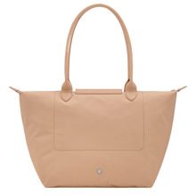Load image into Gallery viewer, Longchamp Le Pliage One L Shoulder Bag Handbag beige bag with matching beige leather stripes and shoulder handles back view
