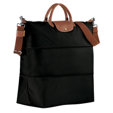 Load image into Gallery viewer, expanded Longchamp Le Pliage Original Travel Bag in Black canvas and brown leather

