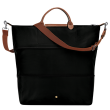 Load image into Gallery viewer, expanded Longchamp Le Pliage Original Travel Bag in Black canvas and brown leather

