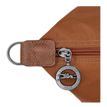 Load image into Gallery viewer, close up brown leather and silver color hardware
