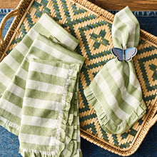 Load image into Gallery viewer, Juliska Gingham Ruffle Napkin Set/4 on a table
