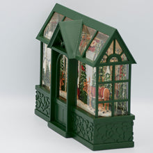 Load image into Gallery viewer, side view LED Lighted Swirl Greenhouse with Santa, Reindeer and Cardinals - 8"H
