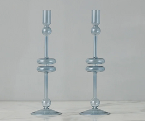 etuHOME Large Glass Candlestick Pair