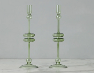 etuHOME Large Glass Candlestick Pair