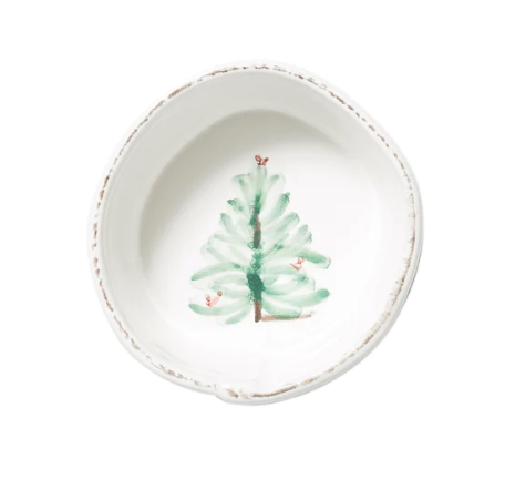 bowl with with a painted Christmas tree 