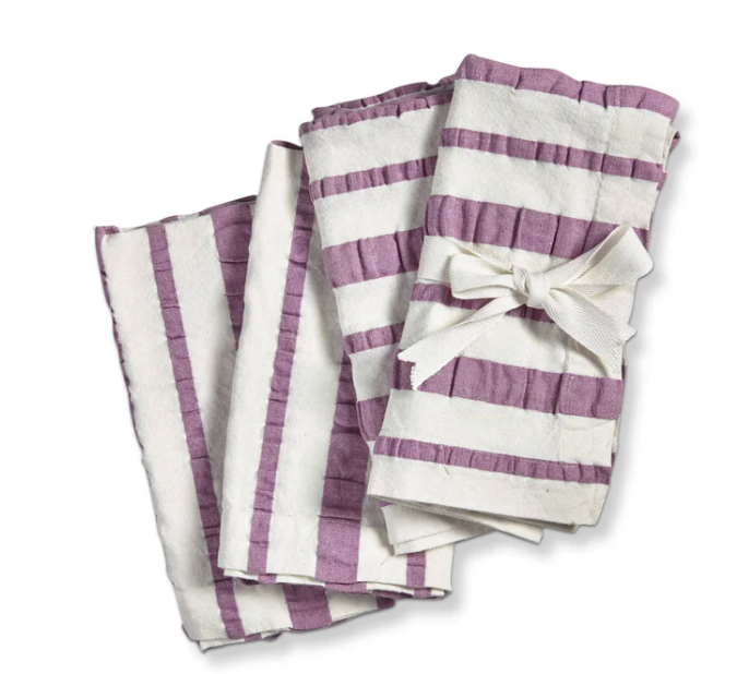 Lavender Seersucker Stripe Cloth Napkin - S/4