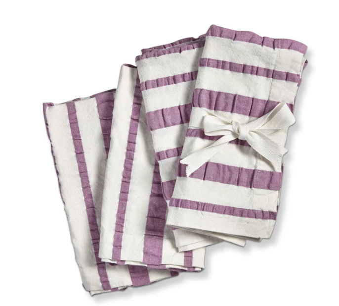 Lavender Seersucker Stripe Cloth Napkin - S/4 - FINAL SALE