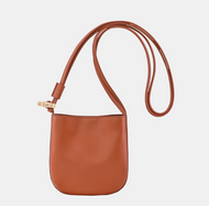 Longchamp Le Roseau Sleek Small Leather Crossbody Bag in the color bark