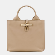Longchamp Le Roseau Sleek Small Top Handle Handbag in the color root with gold accents