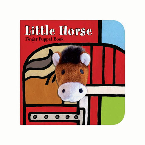 Board book with plush finger puppet in the center of the page